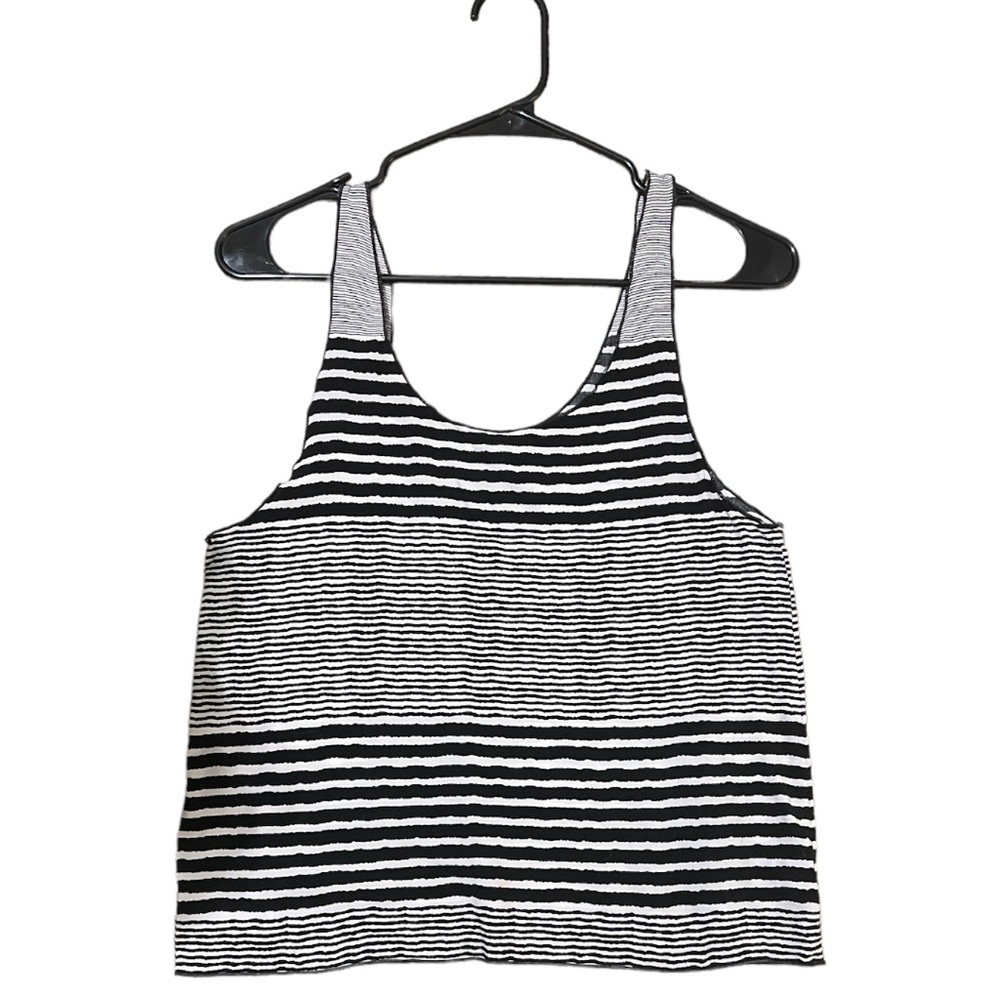 american eagle black & white striped tank top, size small